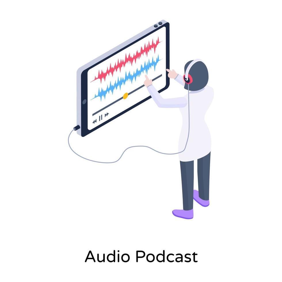 Have a look at this editable isometric illustration recording podcast vector