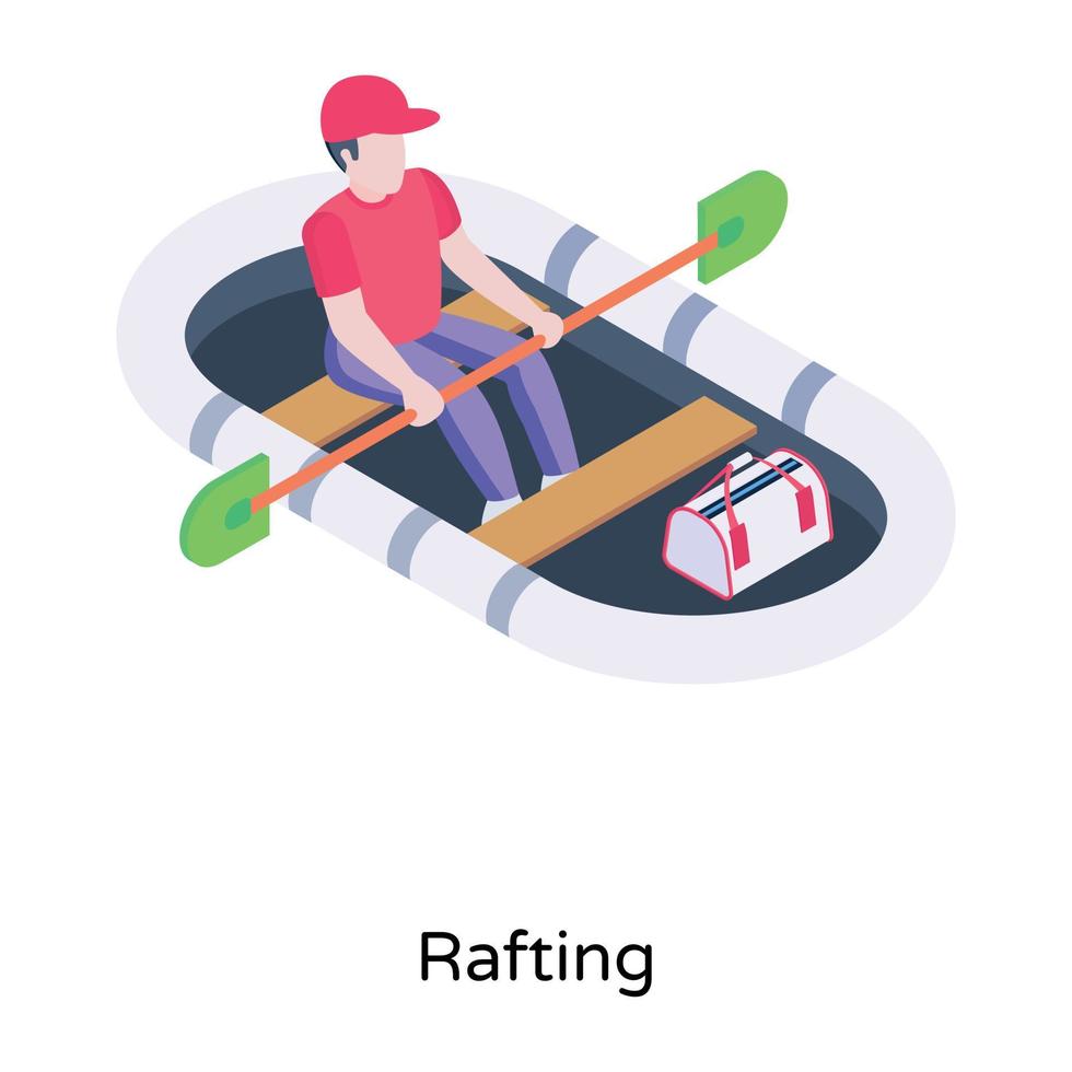 Trendy isometric icon of rafting, editable vector