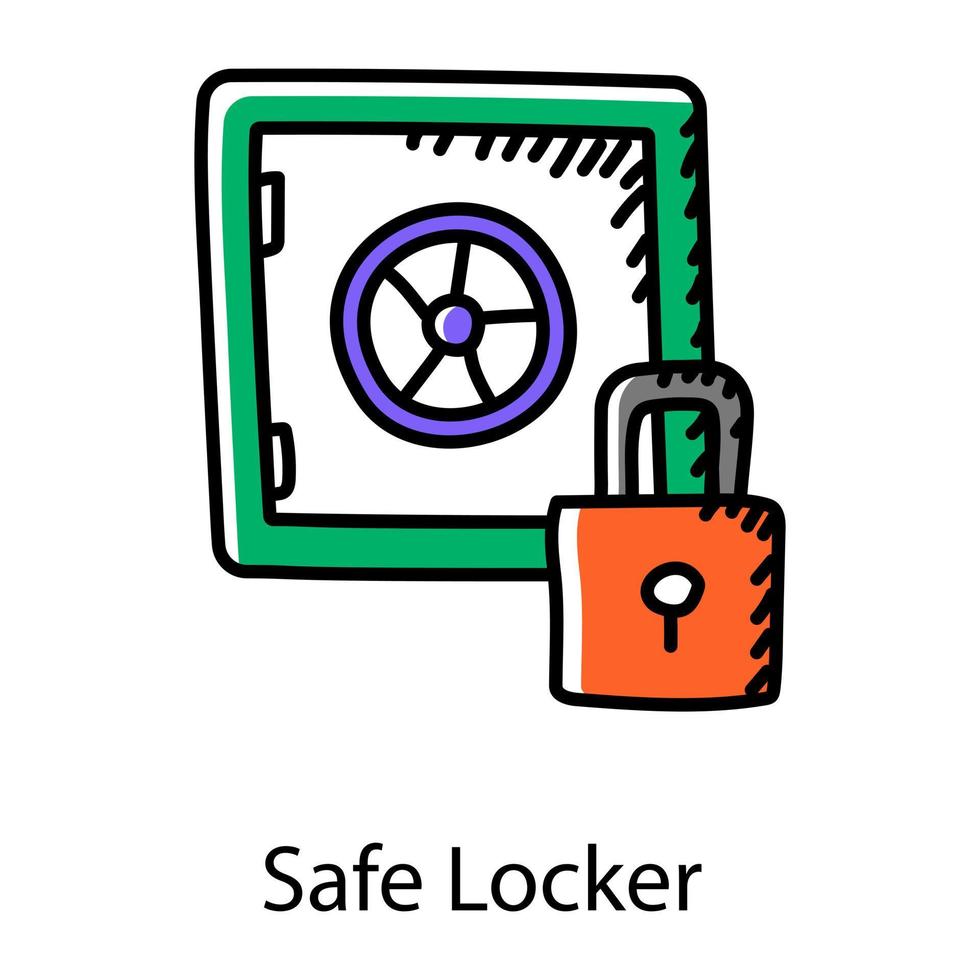 Safe locker hand drawn icon, editable vector