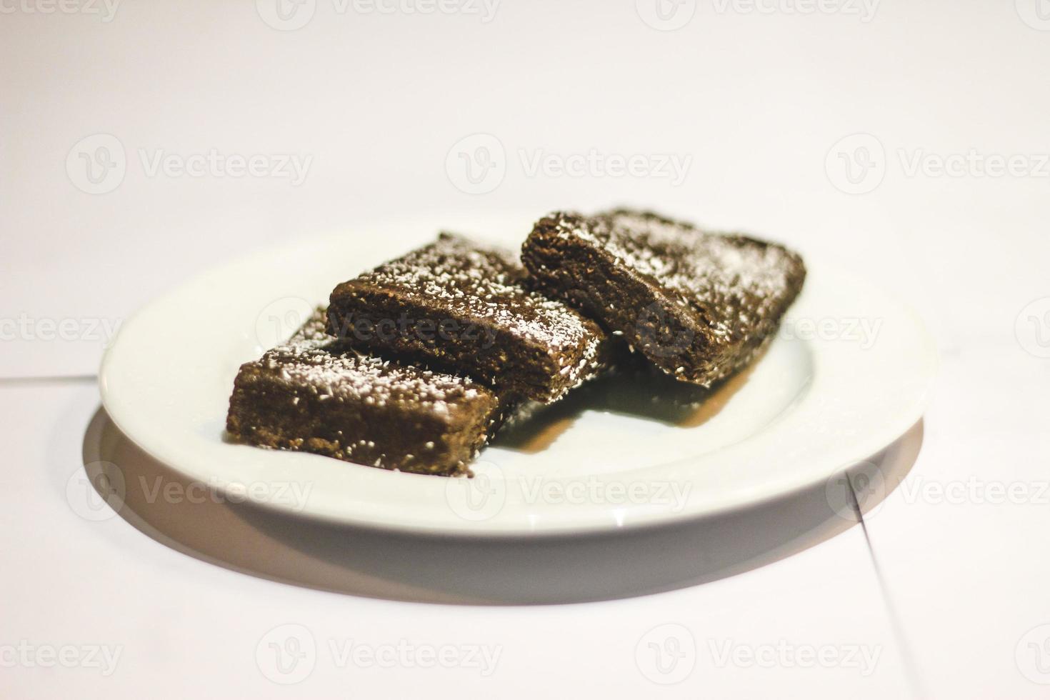 protein bar in plate with white background photo