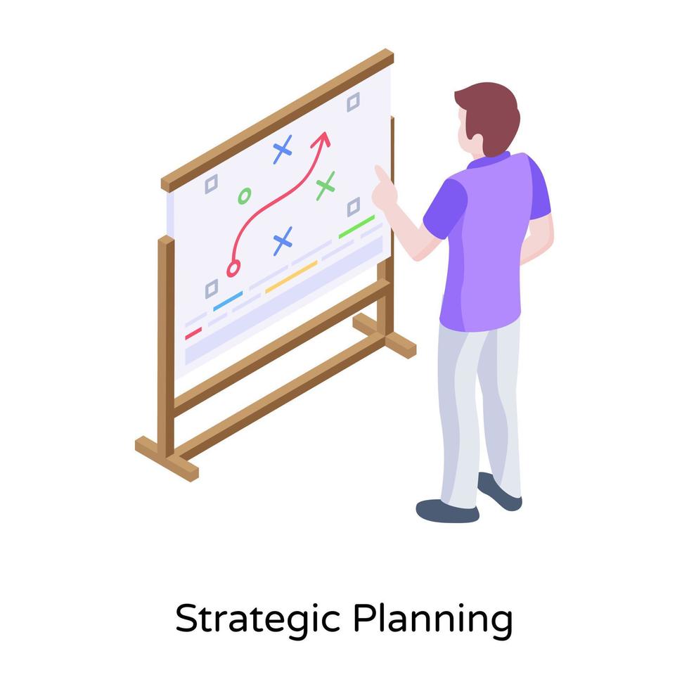 A creative isometric illustration of strategic planning, business scheme vector