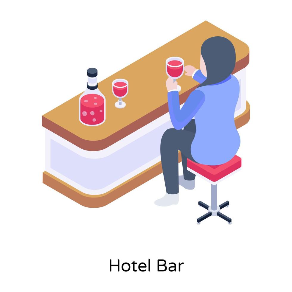 Hotel bar isometric illustration is up for premium use vector