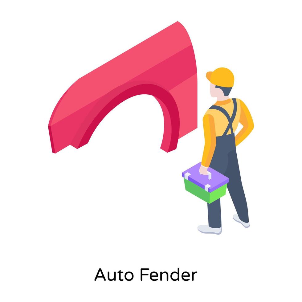 Car accessory, isometric icon of auto fender vector