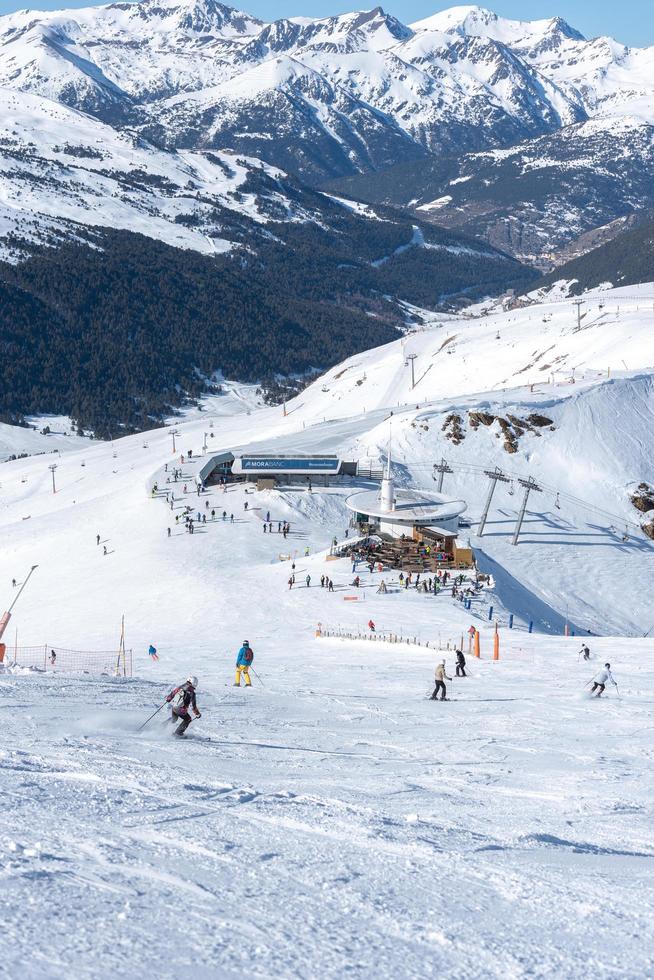 Grandvalira, Andorra . 2022 01 January .  People skiing in the Pyrenees at the Grandvalira ski resort in Andorra in Covid19 time photo