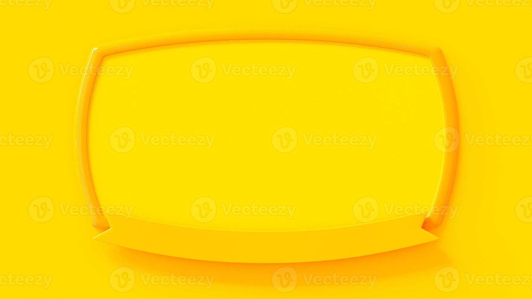 Yellow empty frame mock-up on yellow  background. 3D Render. photo