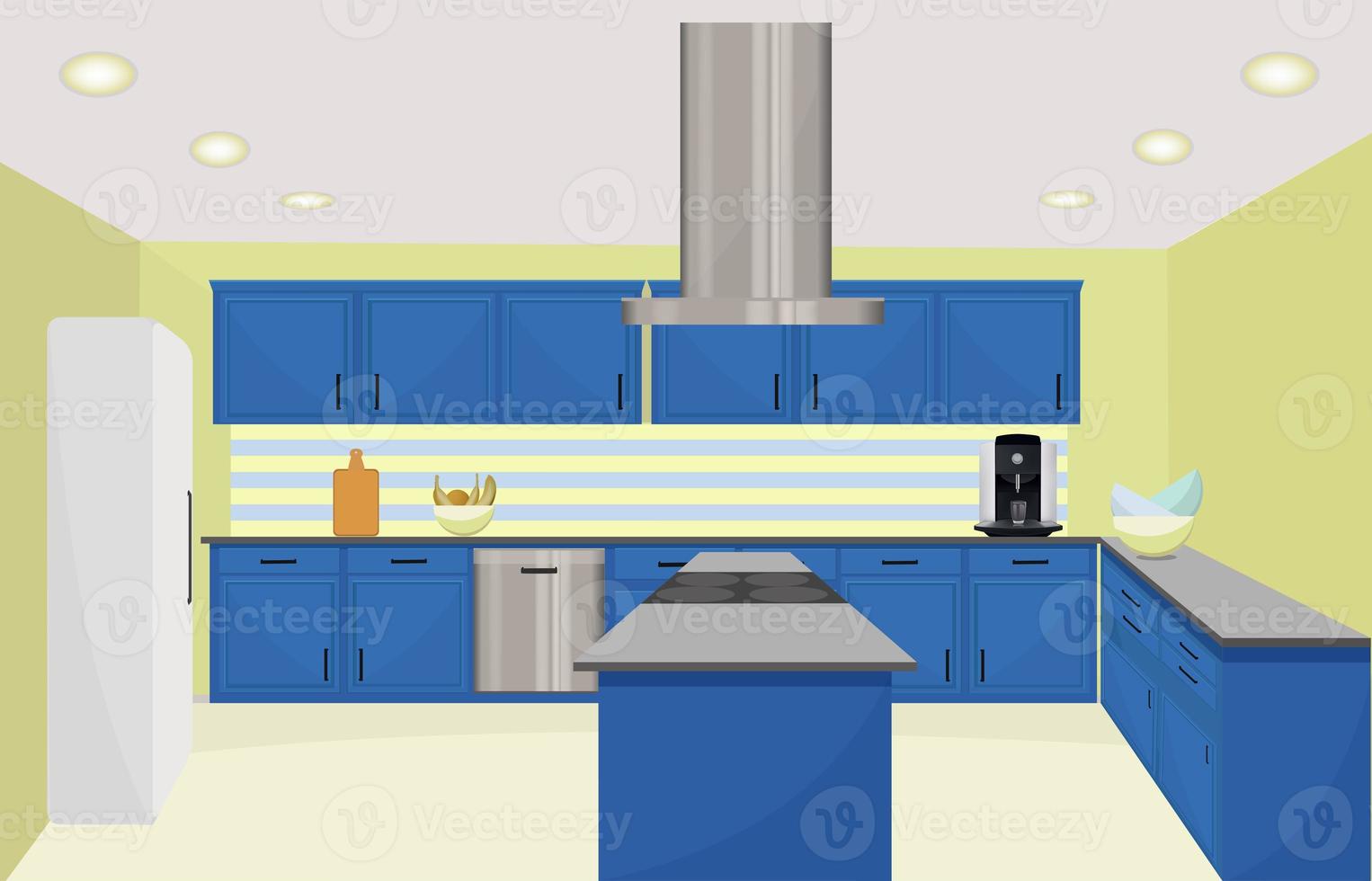 Ilustración de vector de diseño de interiores de cocina. foto