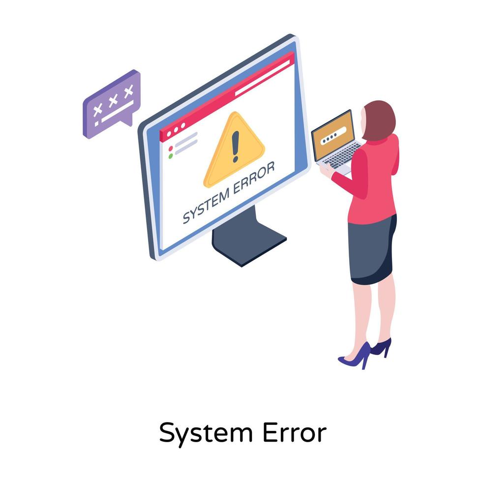 Trendy system error illustration in editable design vector