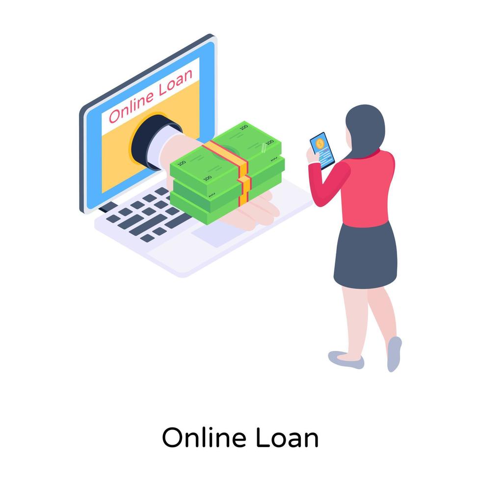 Online loan isometric icon with high quality graphics vector