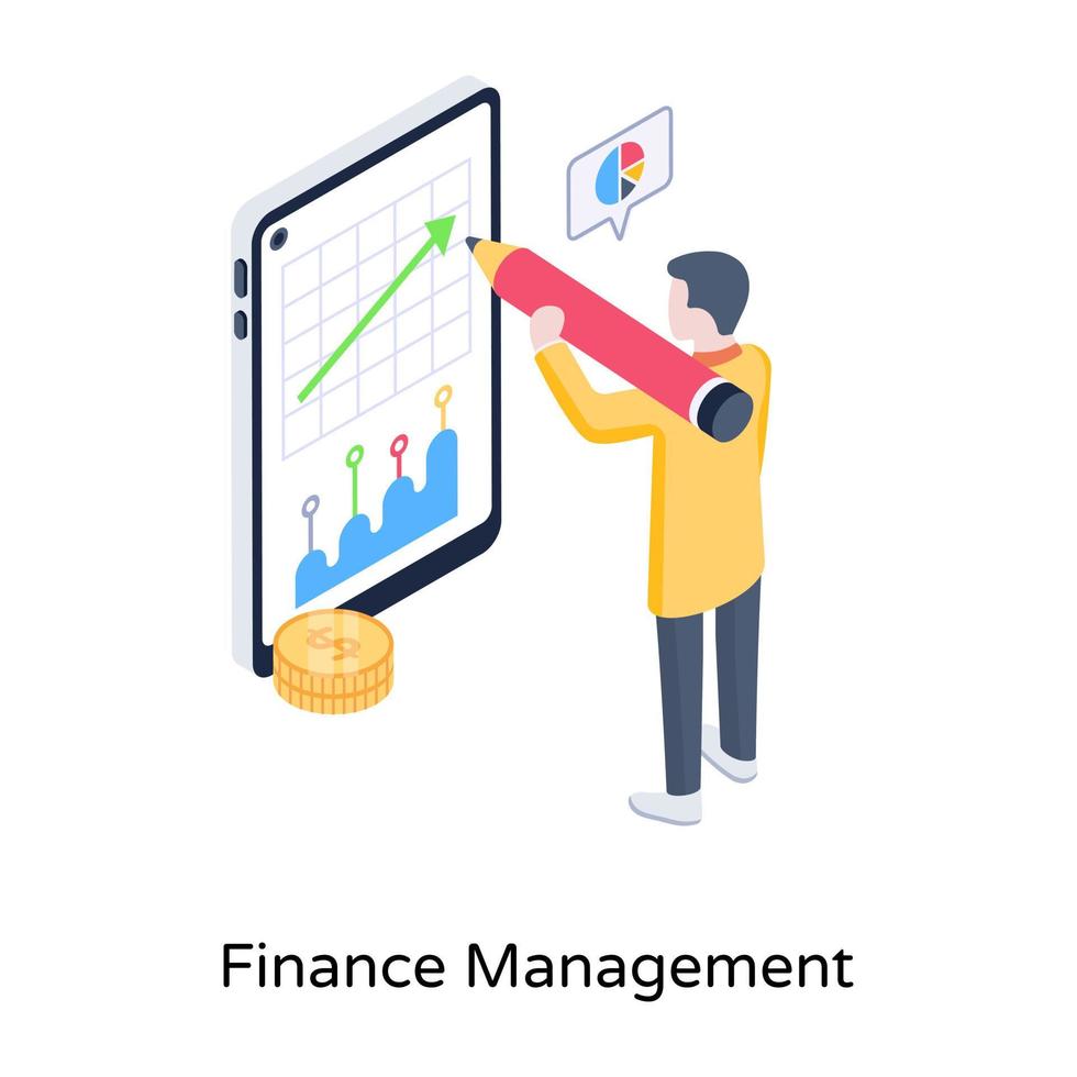 Financial management isometric concept icon, business chart vector