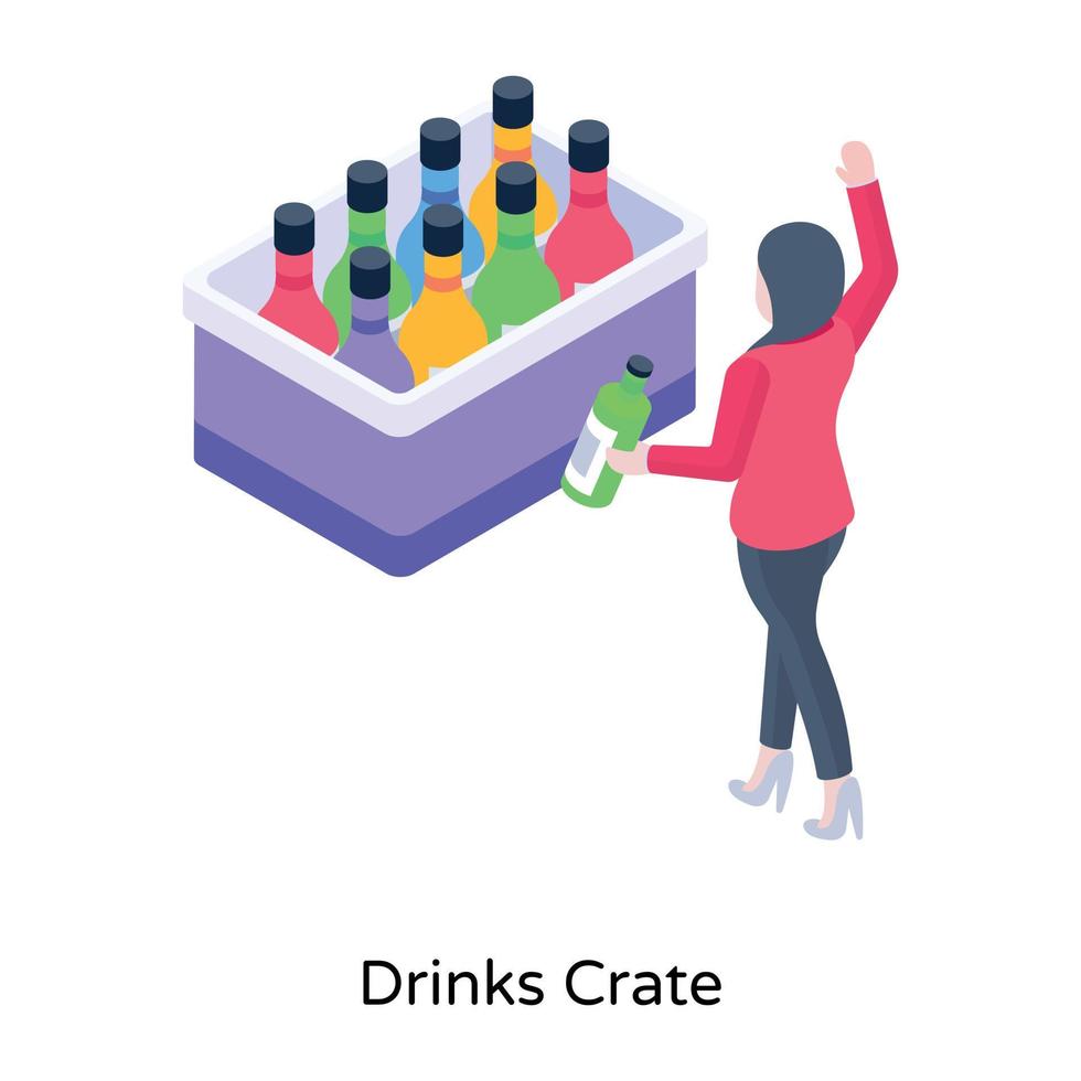 un icono conceptual bien diseñado de caja de bebidas vector