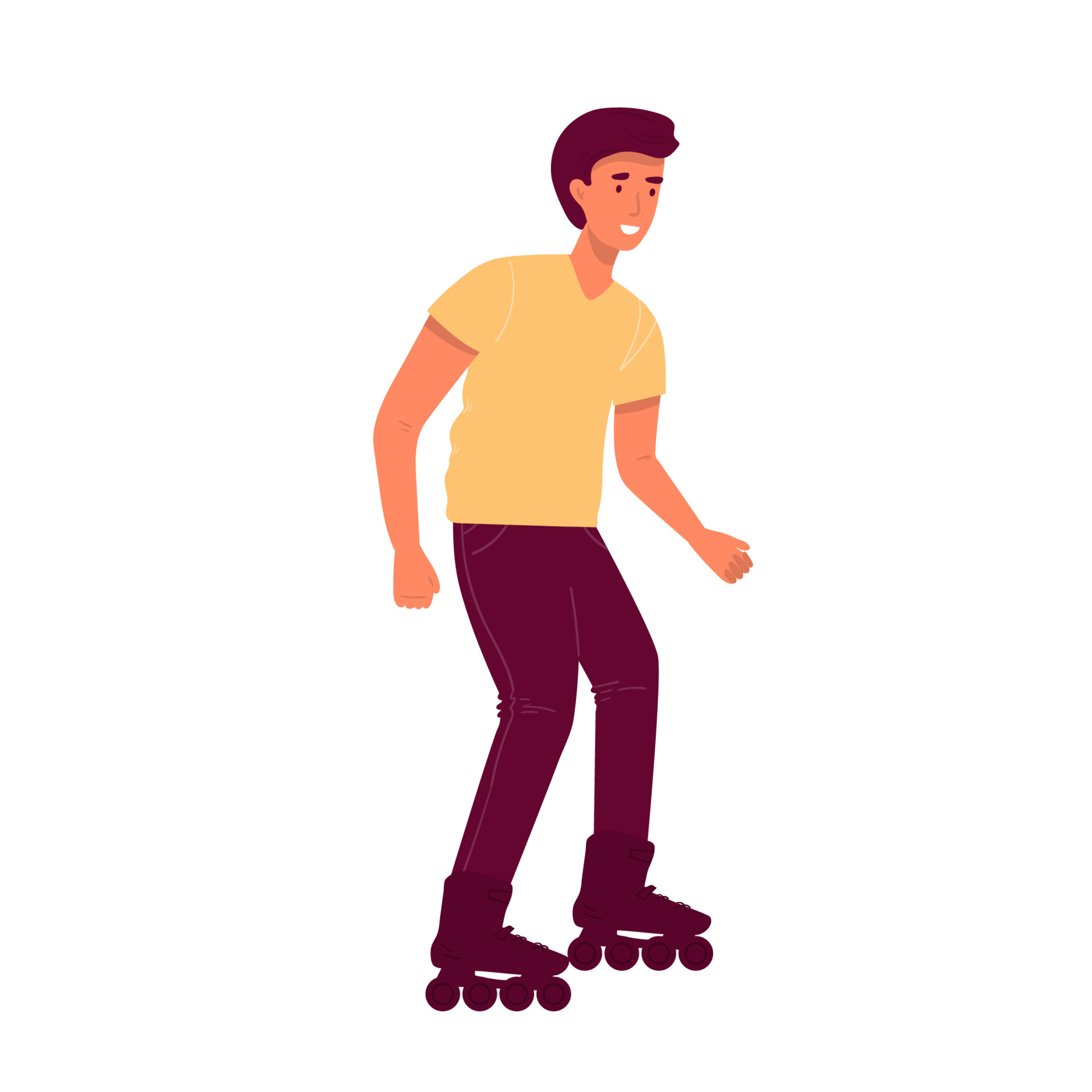 man rides to roller skate outdoors. Cartoon flat character design isolated  .Leisure, recreational activity and sport spare time concept 6066819 Vector  Art at Vecteezy