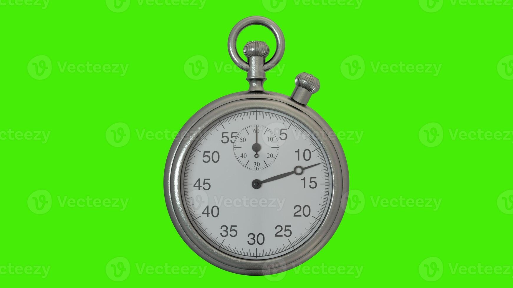 Realistic stopwatch on a green screen. 3d rendering photo