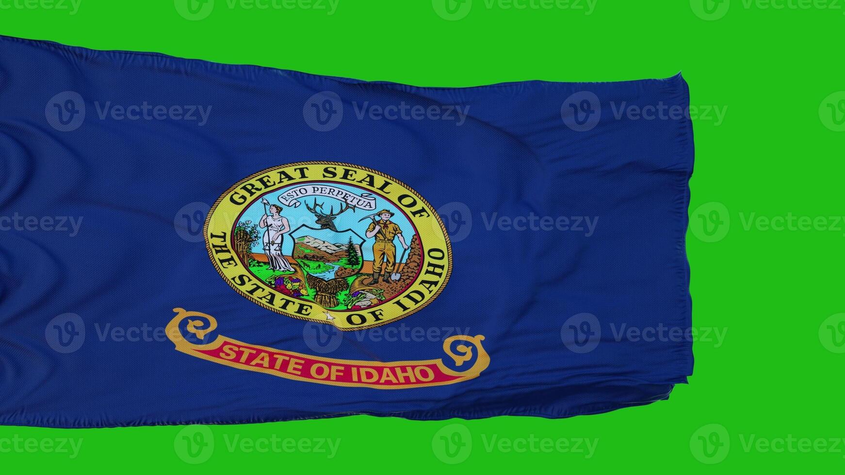 Flag of Idaho on Green Screen. Perfect for your own background using green screen. 3d rendering photo