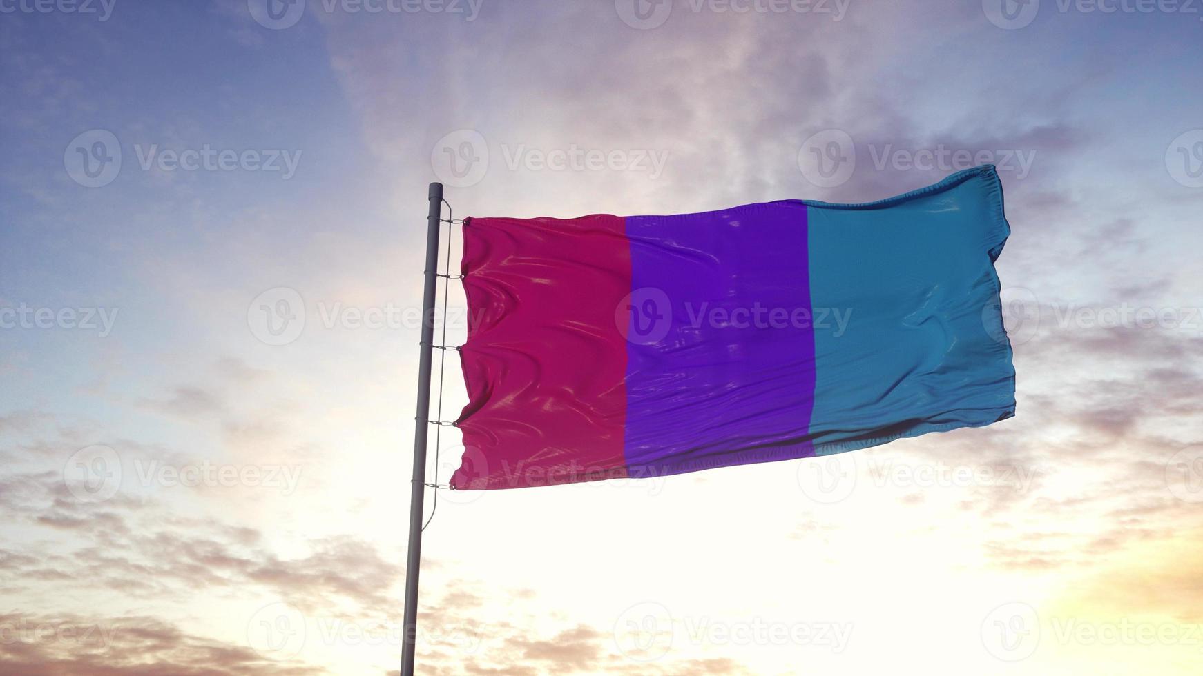 Androgyne Gender Pride Flag waving in the wind. 3d illustration photo