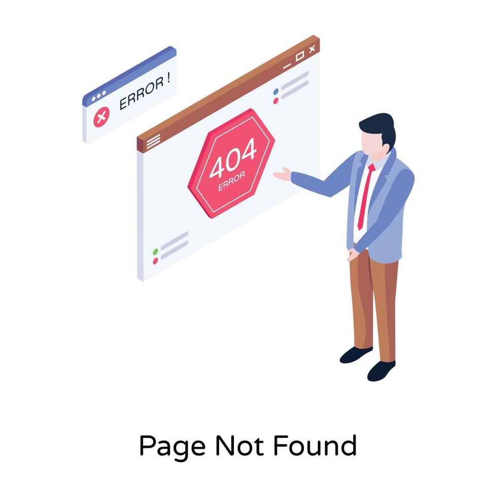 Page not found, isometric vector download