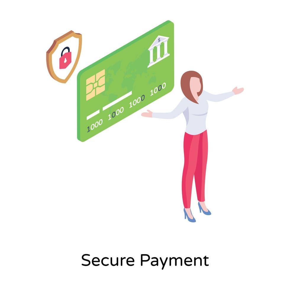 Illustration of secure payment in modern isometric design vector