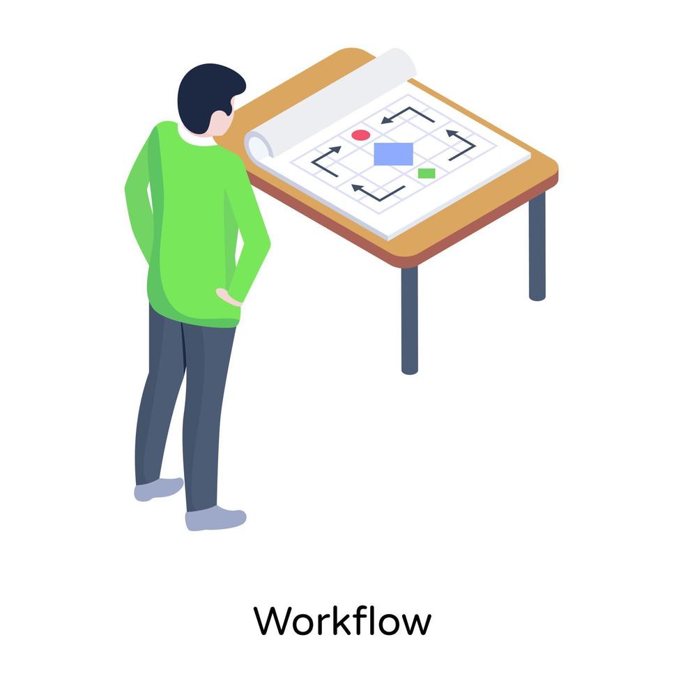 Algorithm isometric illustration, steps for executing a business process vector