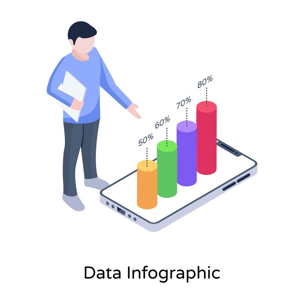 A descriptive data infographics isometric illustration vector