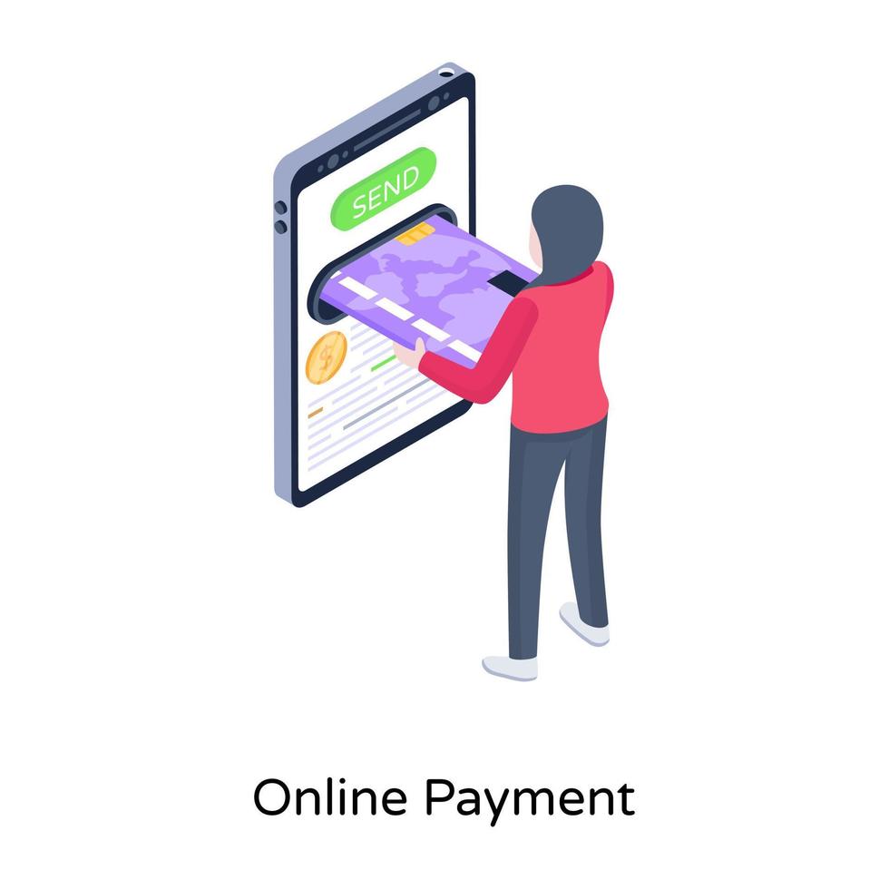 Online payment isometric concept icon, transaction app vector