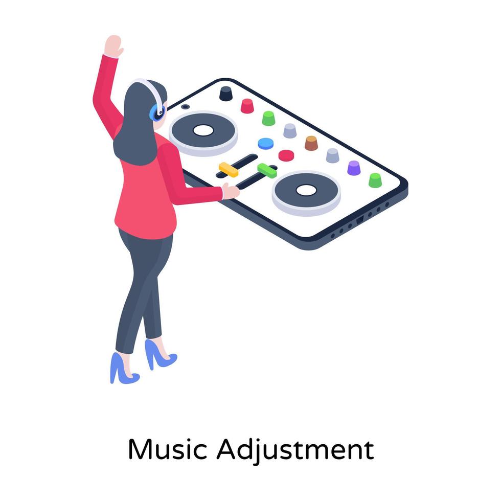 Grab this amazing isometric illustration of music adjustment vector