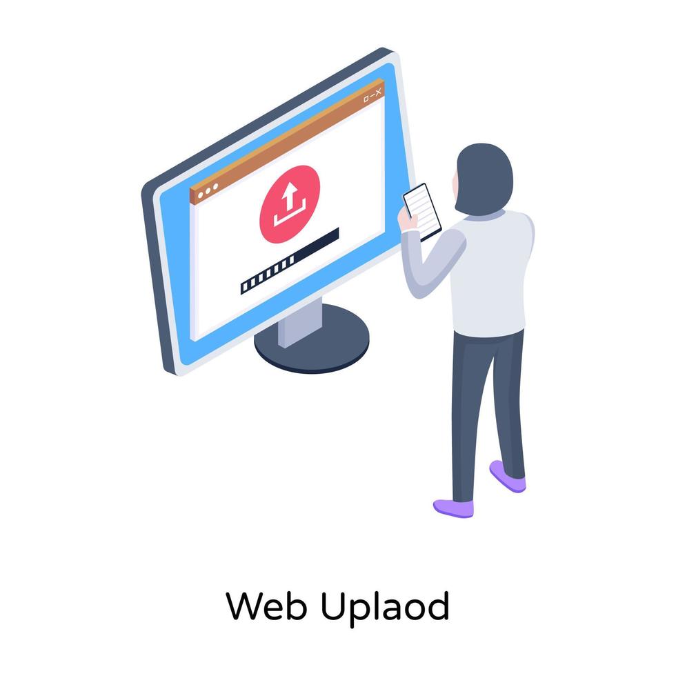 A well-designed isometric icon of web upload vector