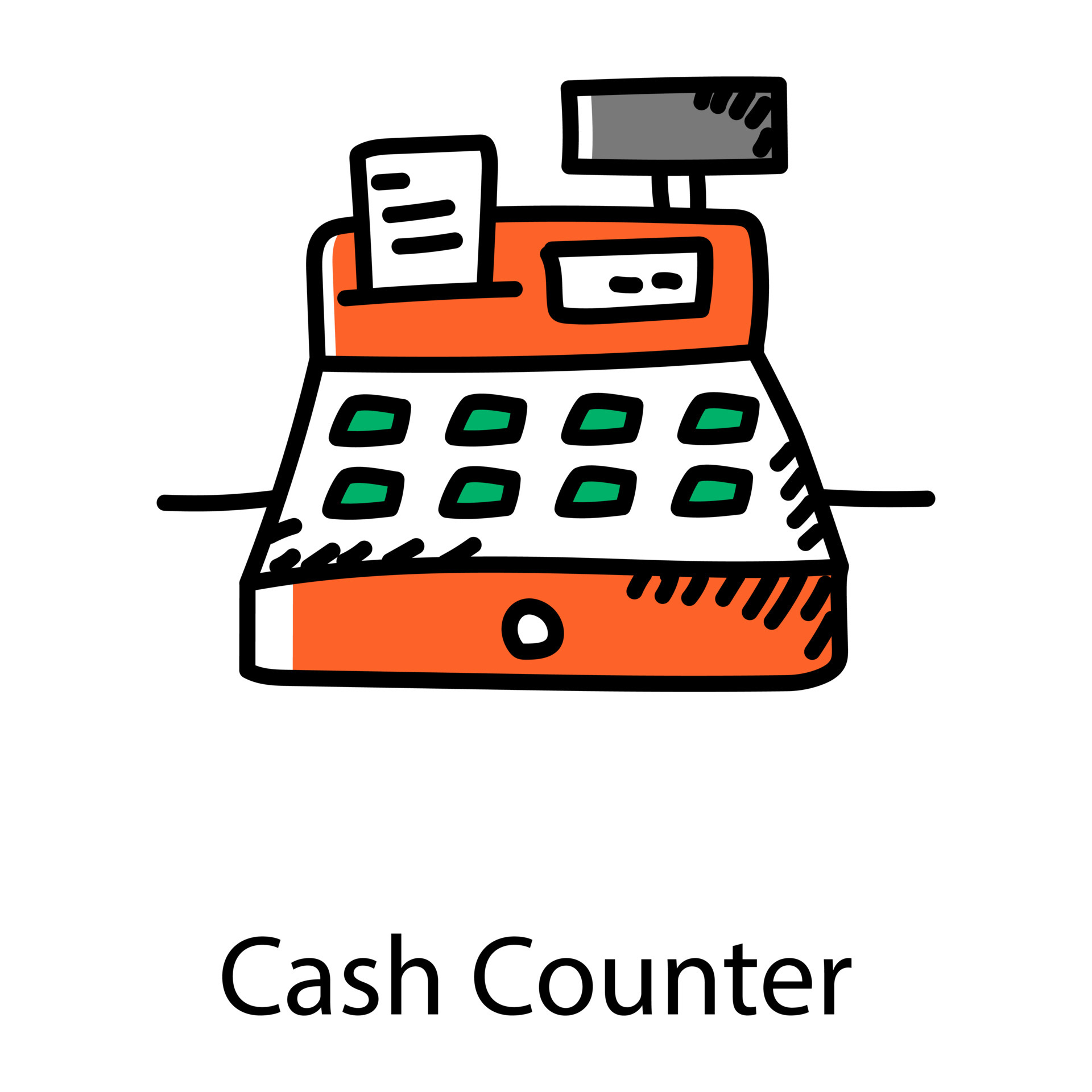 Hand drawn editable icon of cash counter 6067131 Vector Art at Vecteezy