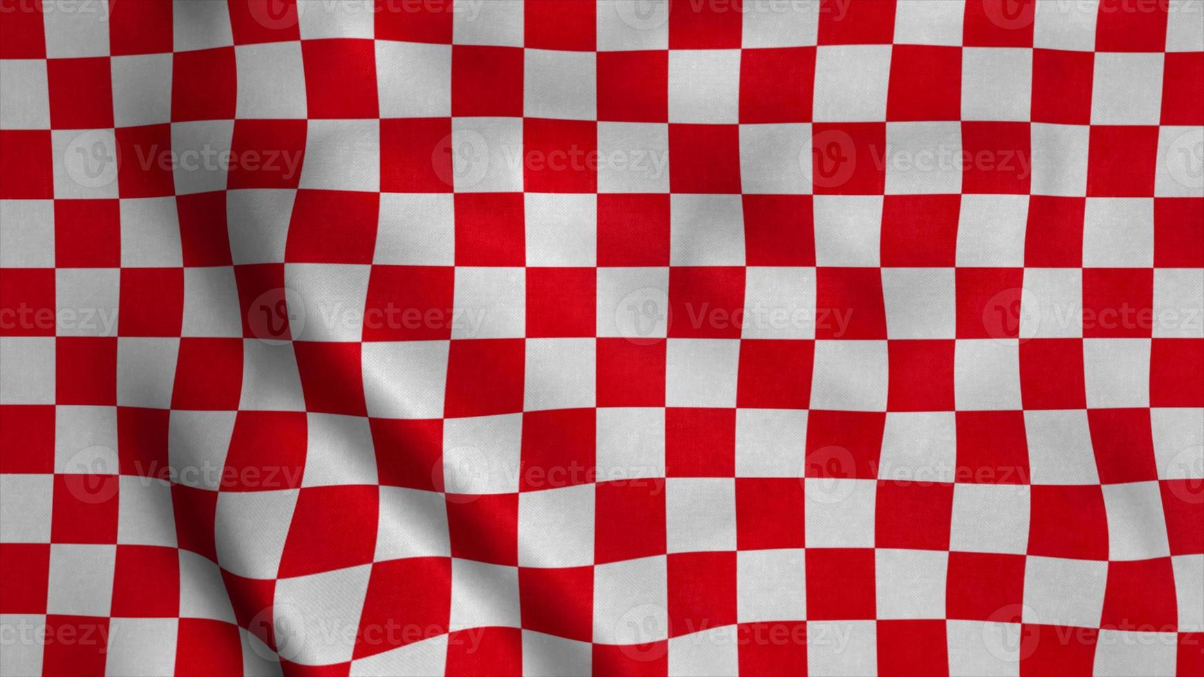 Red Checkered Racing flag. Racing Chequered Flag Waving in Wind. 3d illustration photo