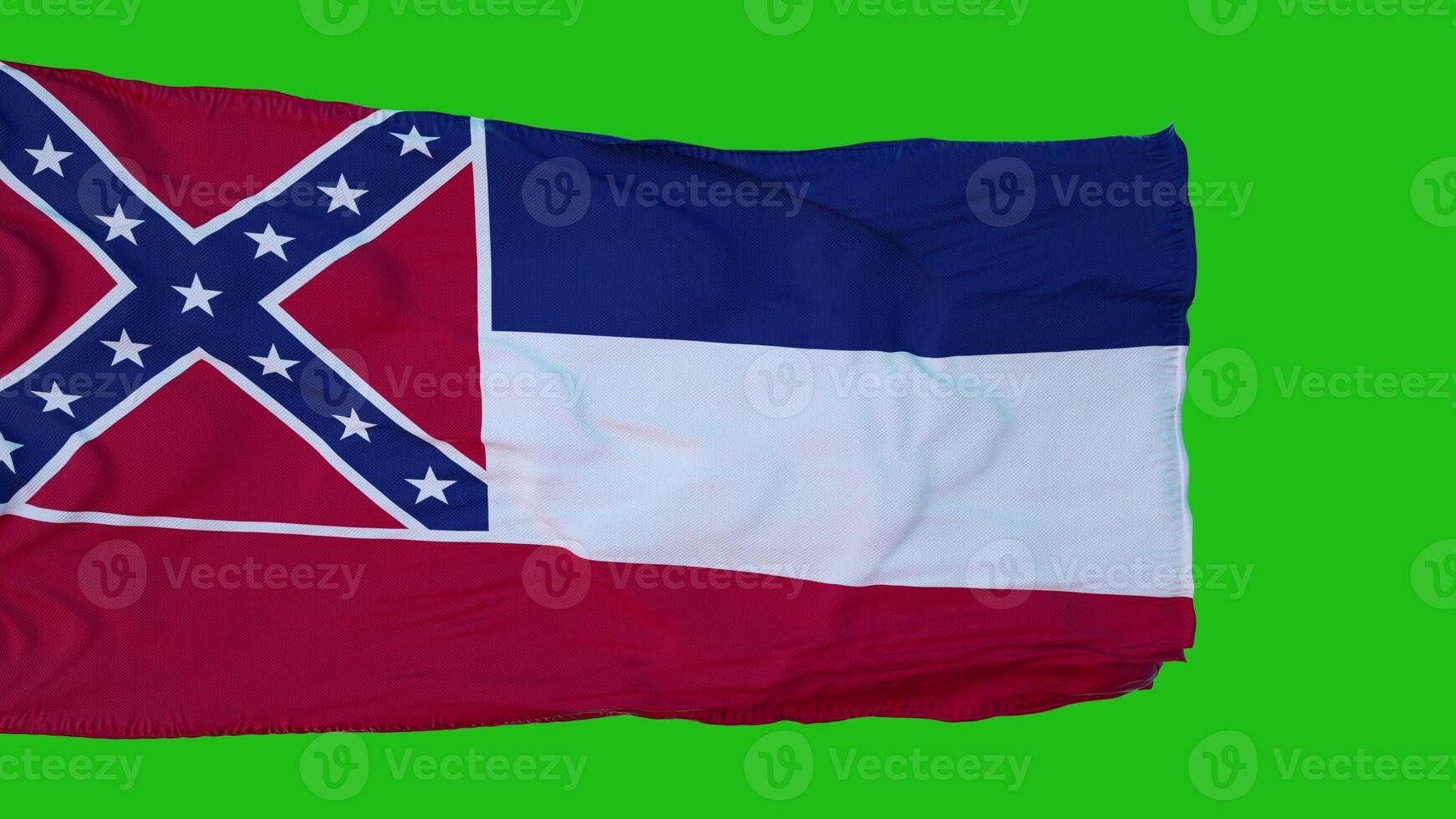 bandera de mississippi en pantalla verde. perfecto para su propio fondo con pantalla verde. representación 3d foto