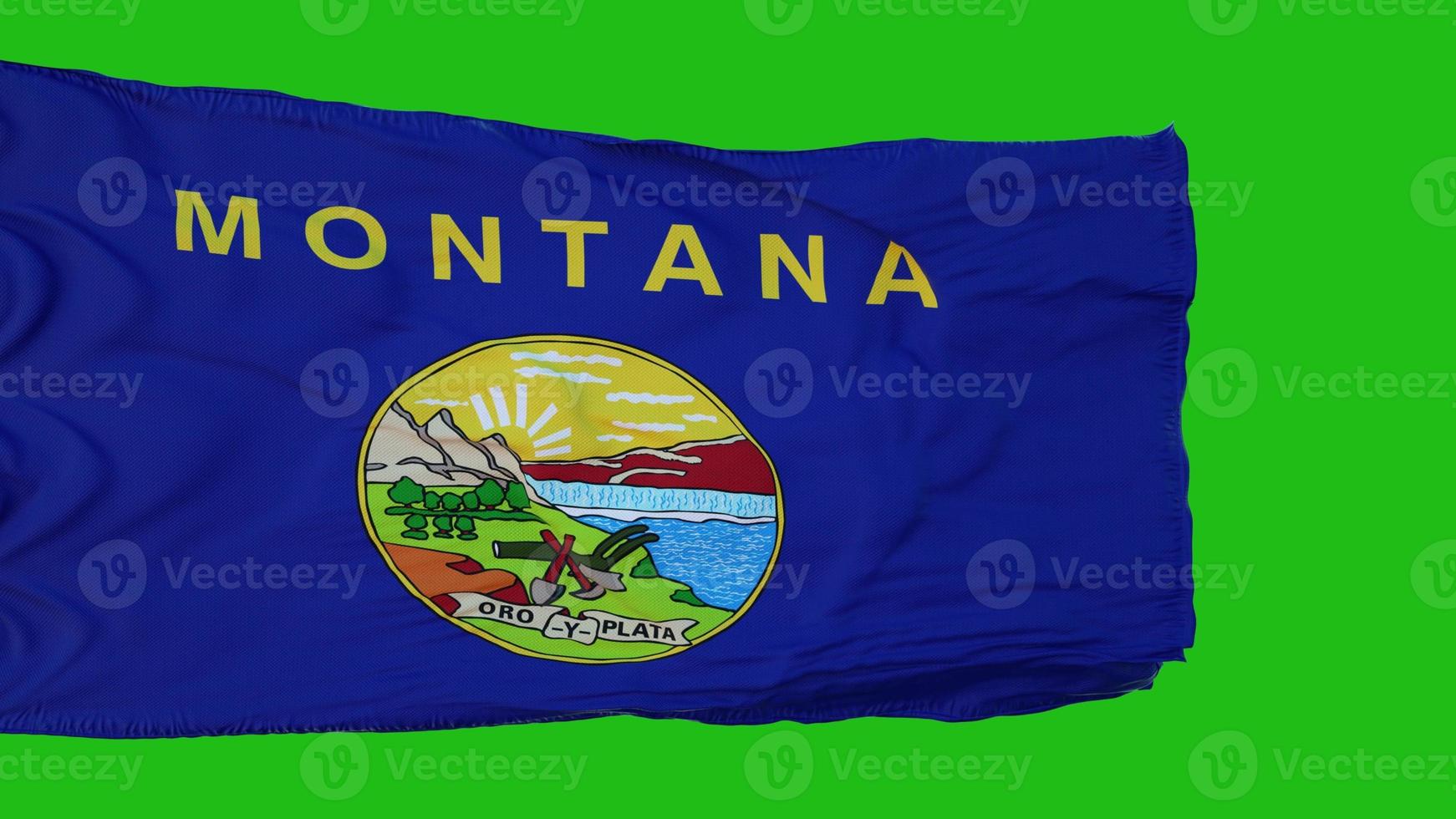 Flag of Montana on Green Screen. Perfect for your own background using green screen. 3d rendering photo