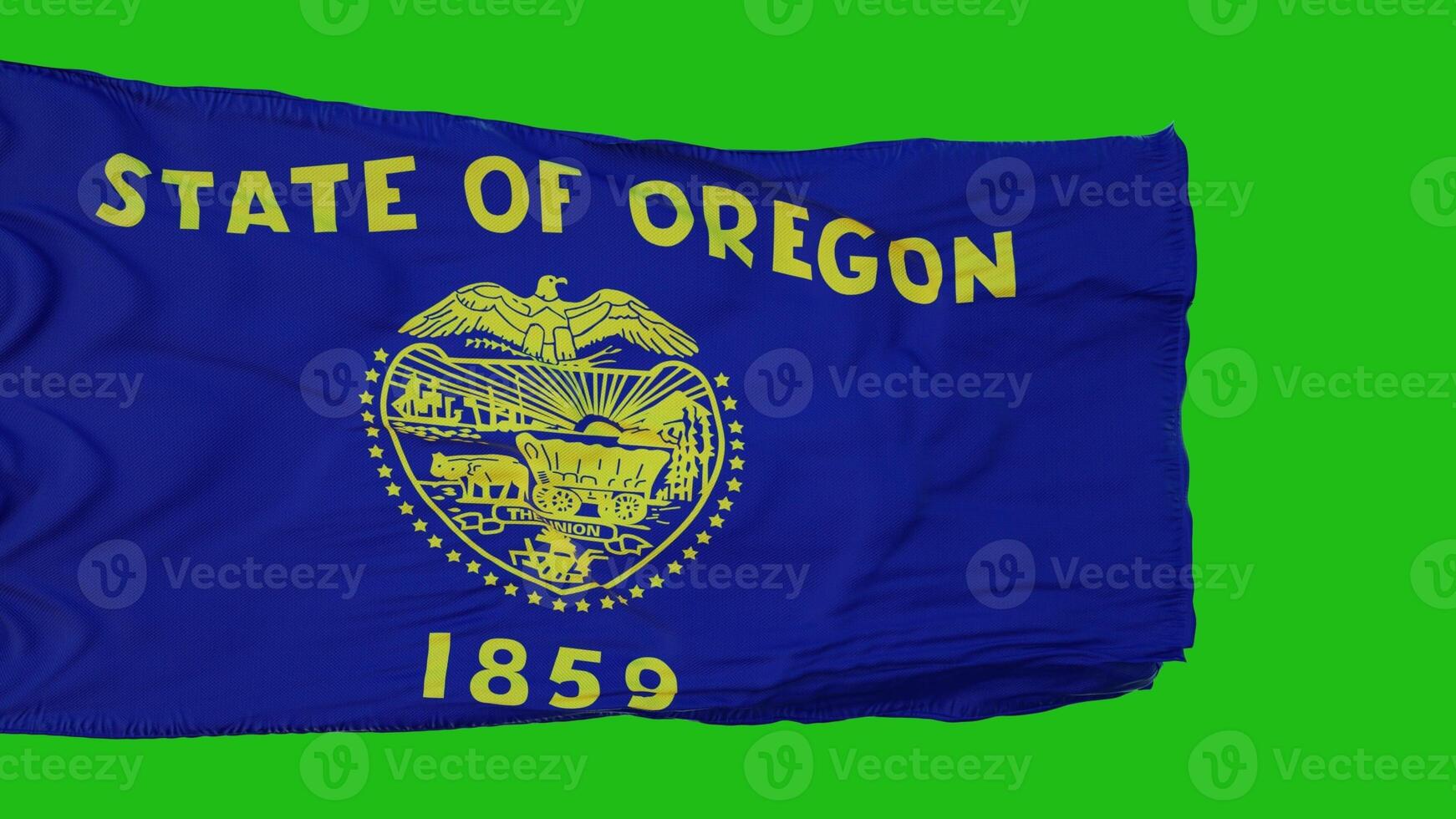 Flag of Oregon on Green Screen. Perfect for your own background using green screen. 3d rendering photo