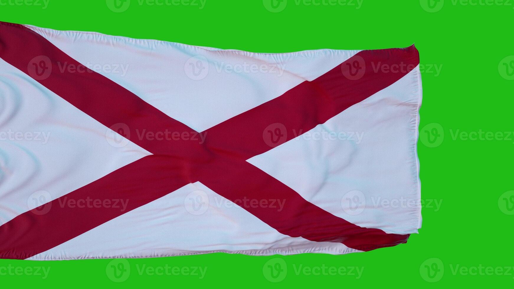 Flag of Alabama on Green Screen. Perfect for your own background using green screen. 3d rendering photo