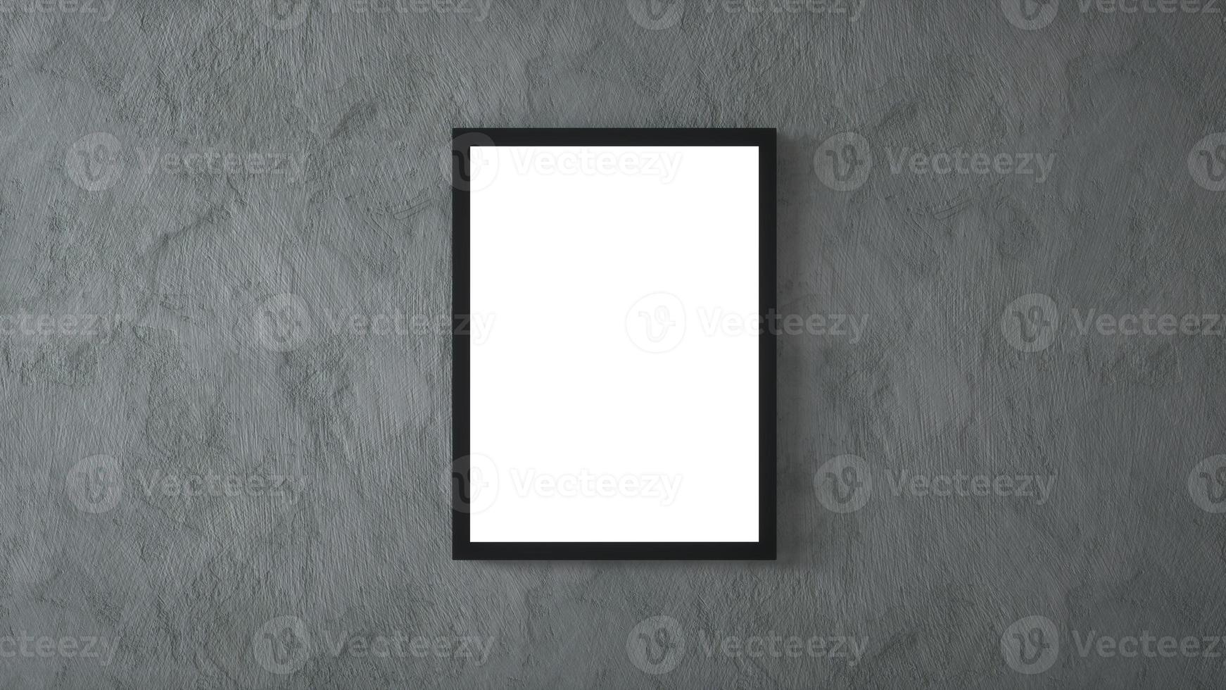 Empty picture frame on concrete wall. 3d rendering photo