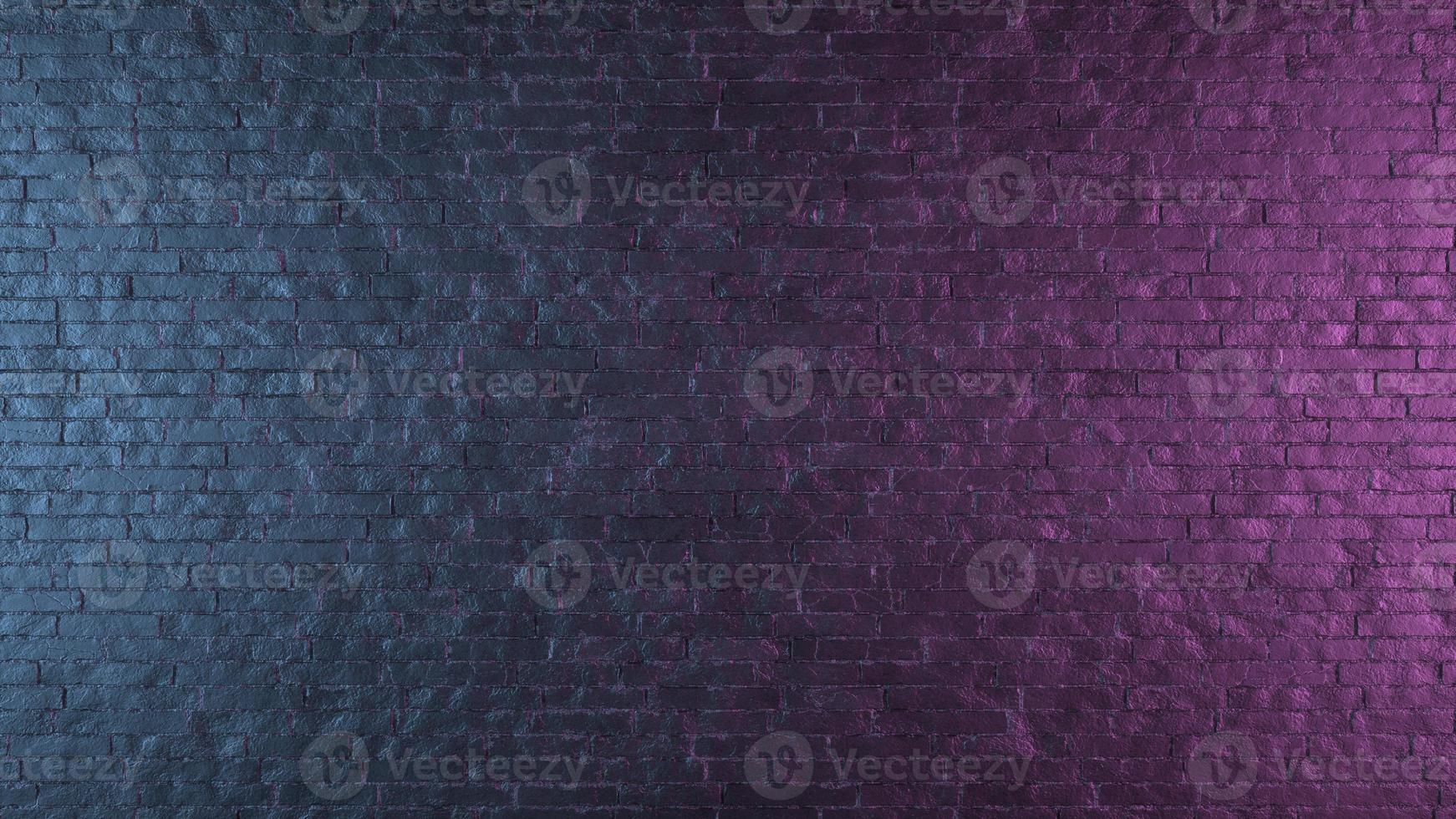 Neon light on brick wall background and texture. 3d illustration photo