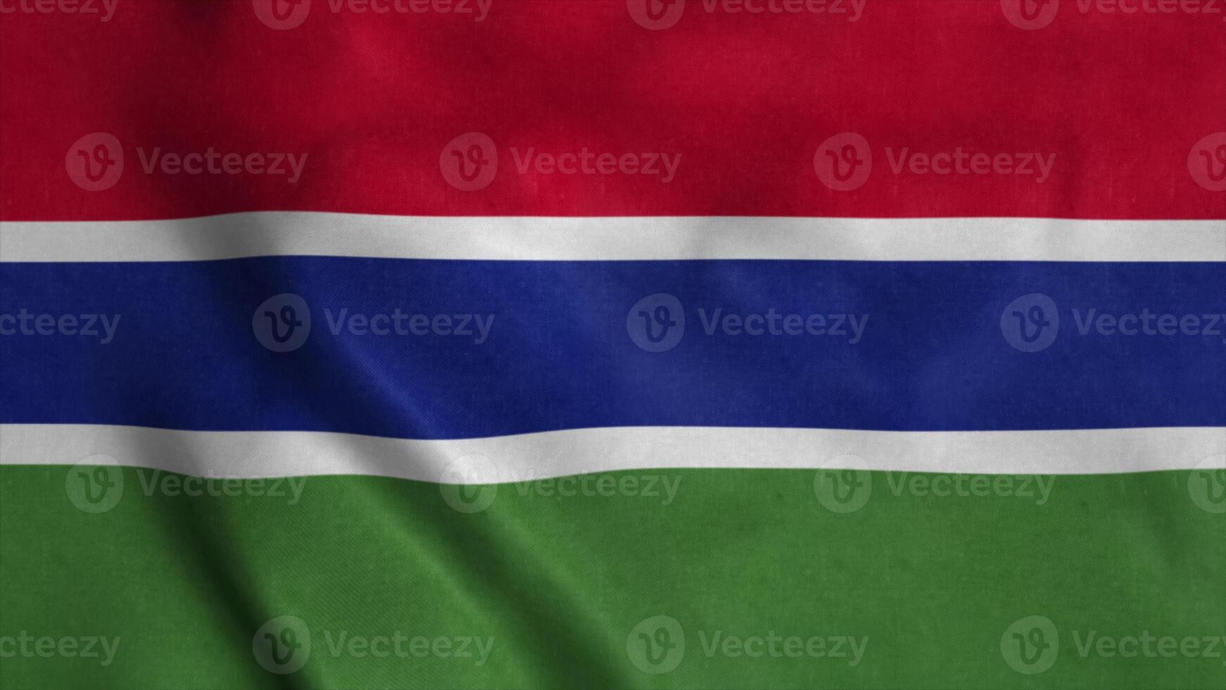 Gambia ondeando la bandera con textura de tela. representación 3d foto