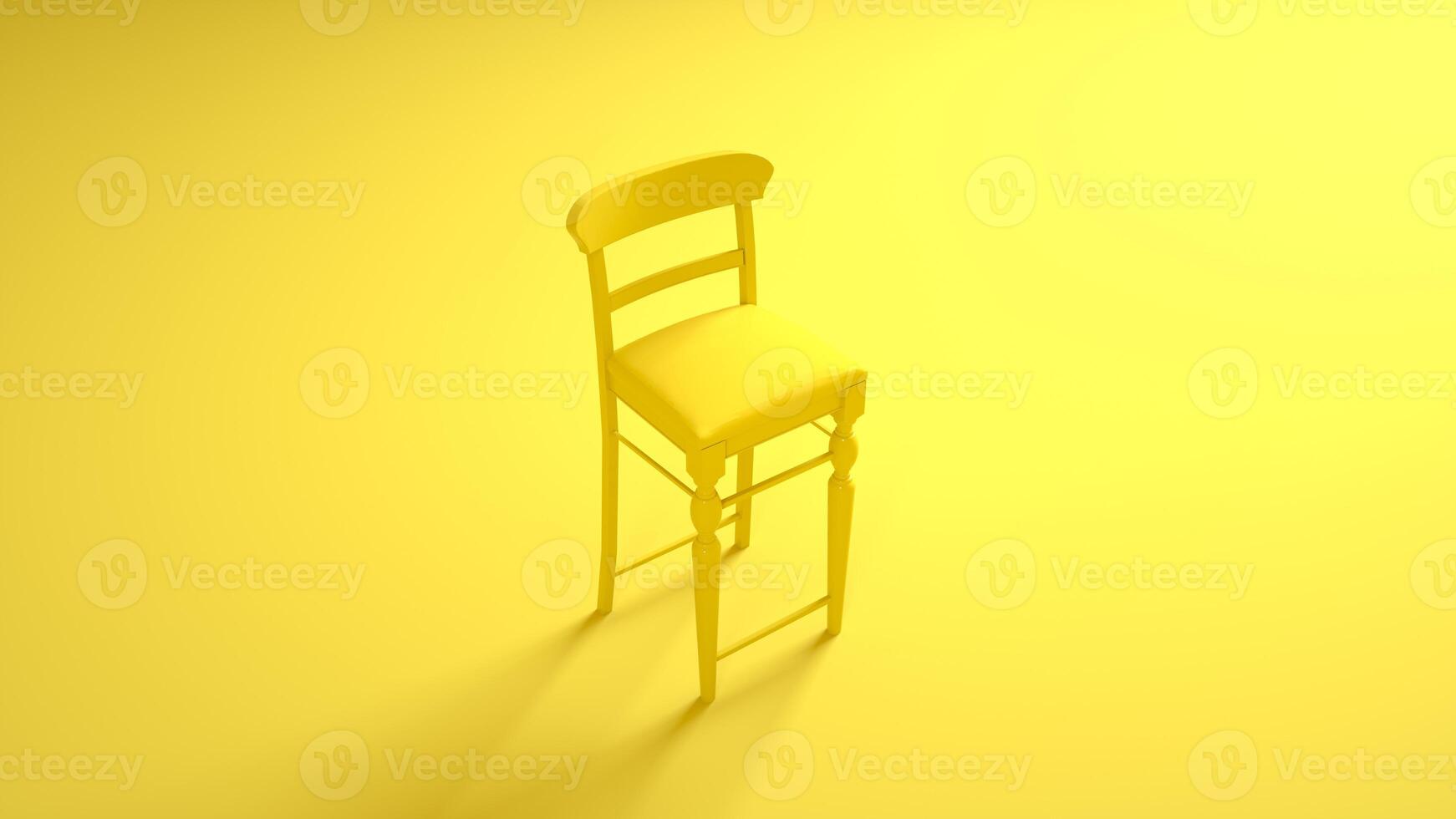 Bar chair isolated on yellow background. 3d rendering photo