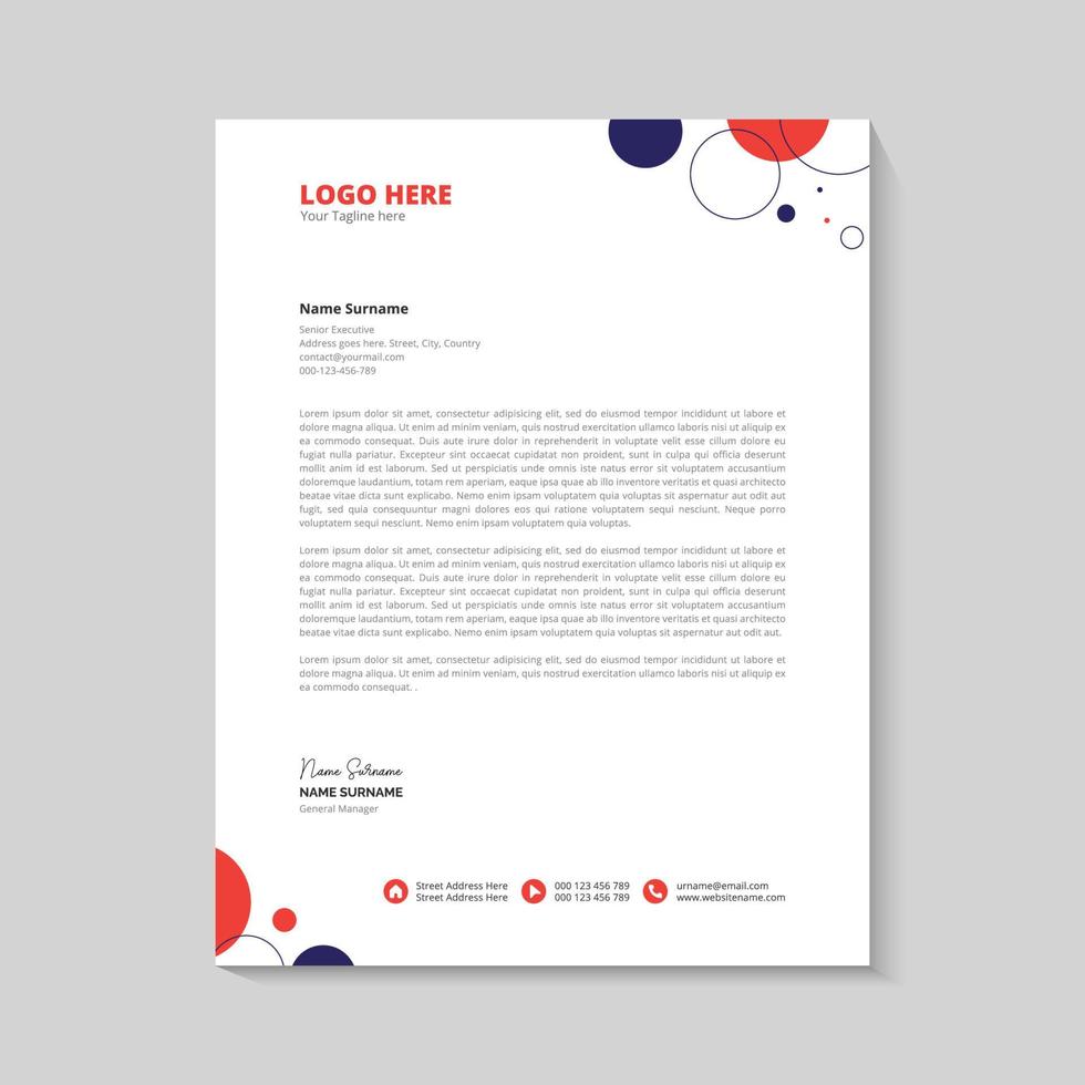 Company business letterhead template with round circles vector