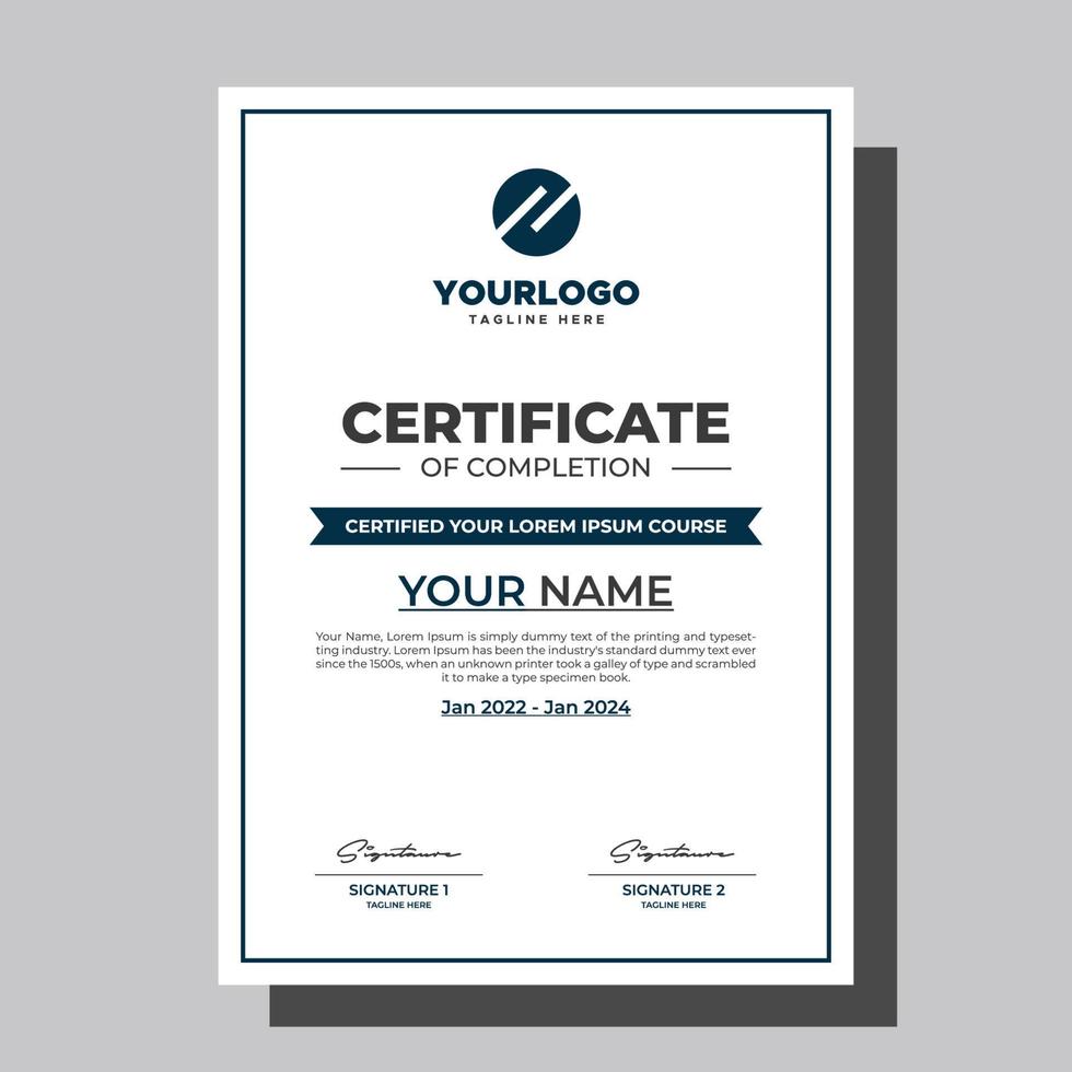 Creative And Minimalist Certificate vector