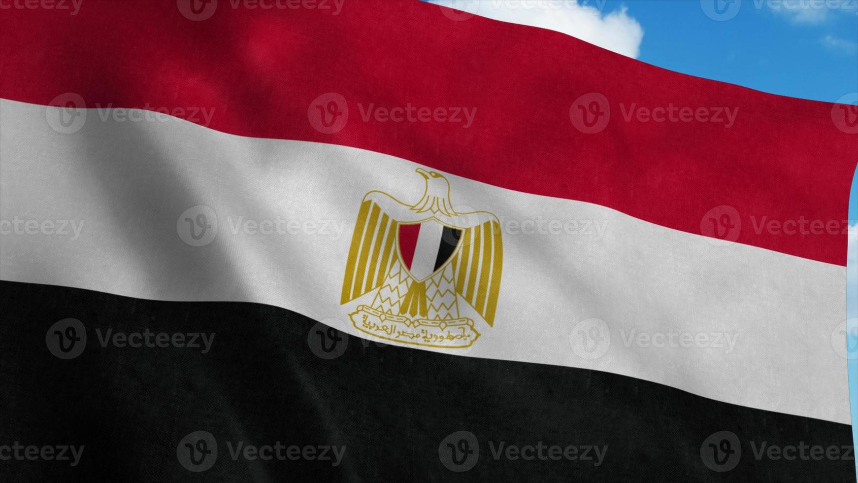 Egypt flag waving in the wind, blue sky background. 3d rendering photo