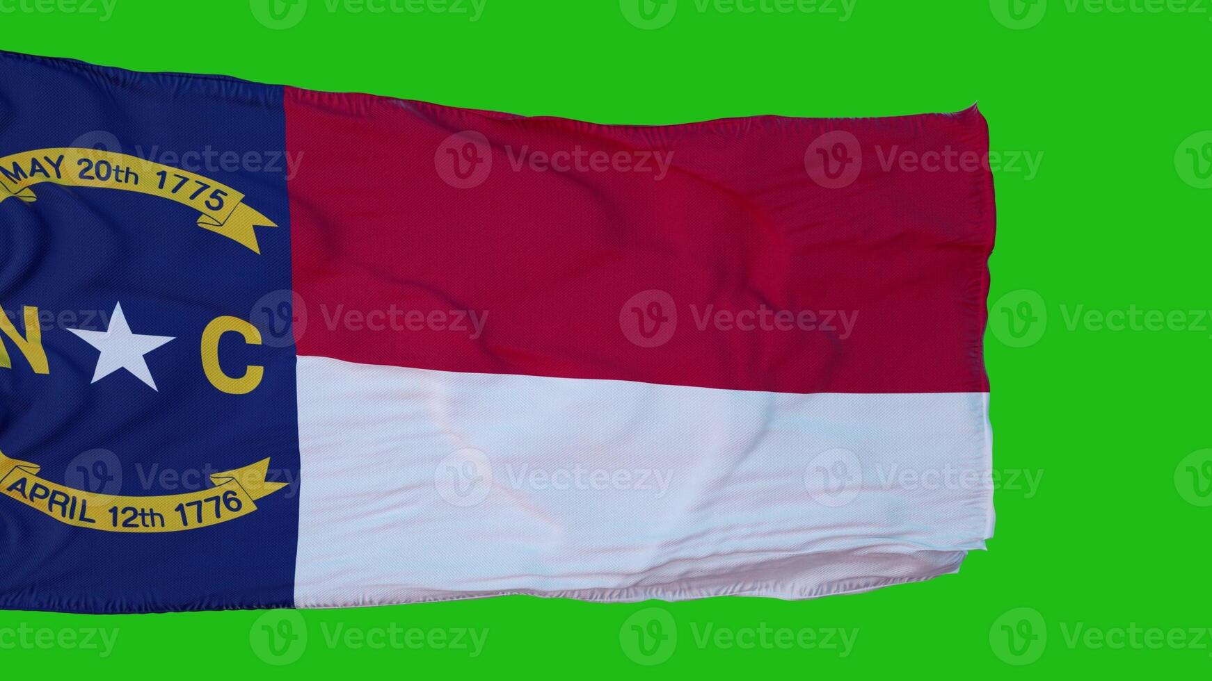 Flag of North Carolina on Green Screen. Perfect for your own background using green screen. 3d rendering photo