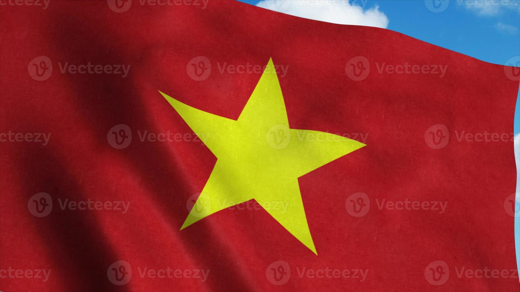 Vietnam flag waving in the wind. National flag of Vietnam. 3d rendering photo