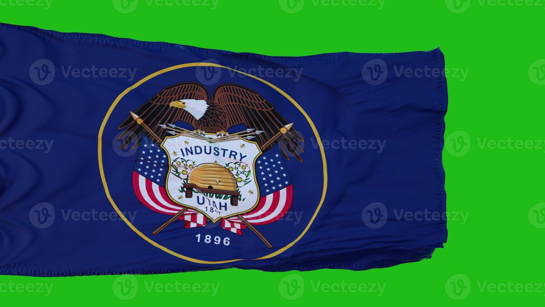 Flag of Utah on Green Screen. Perfect for your own background using green screen. 3d rendering photo