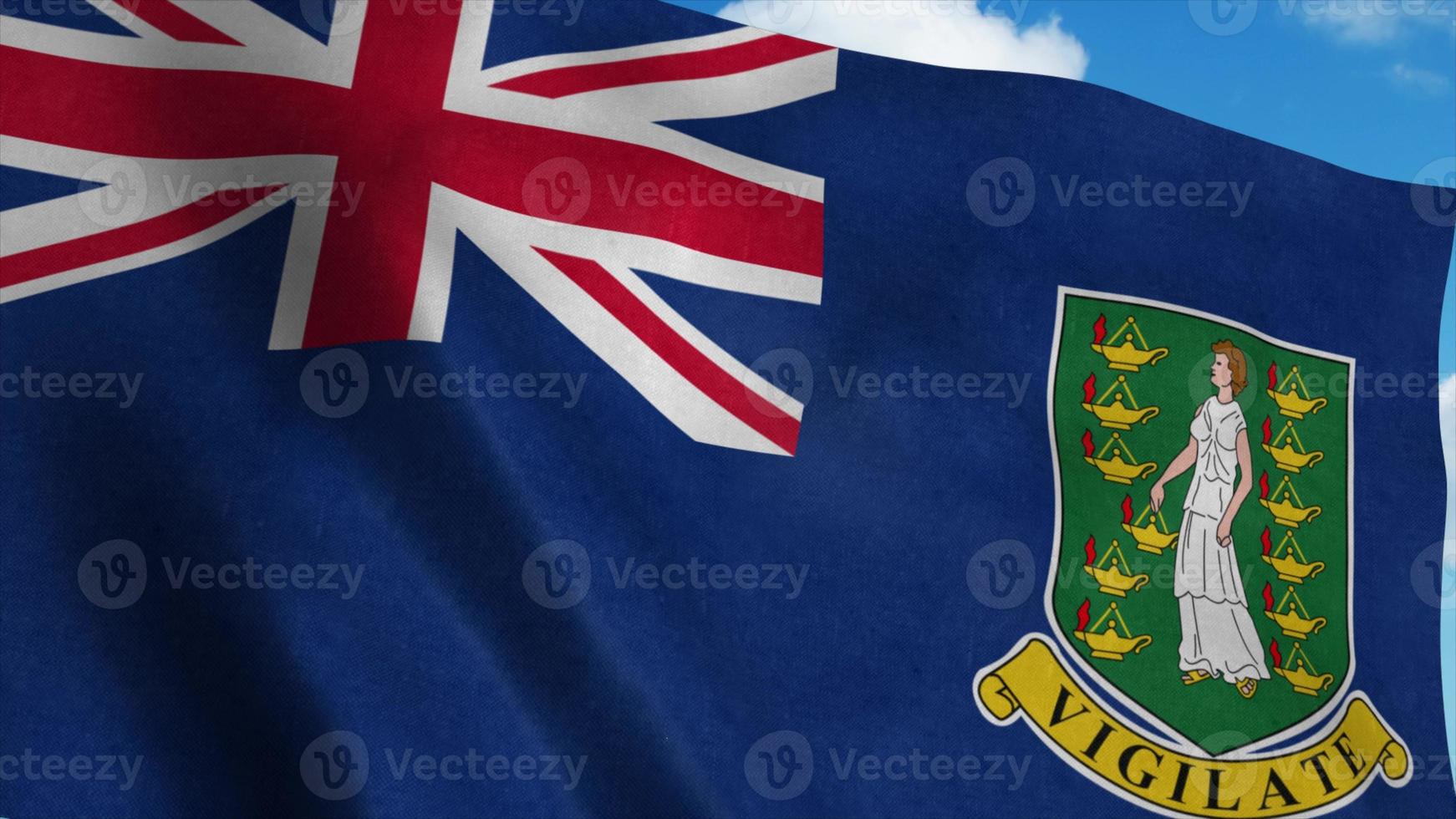 British Virgin Islands flag waving in the wind, blue sky background. 3d rendering photo