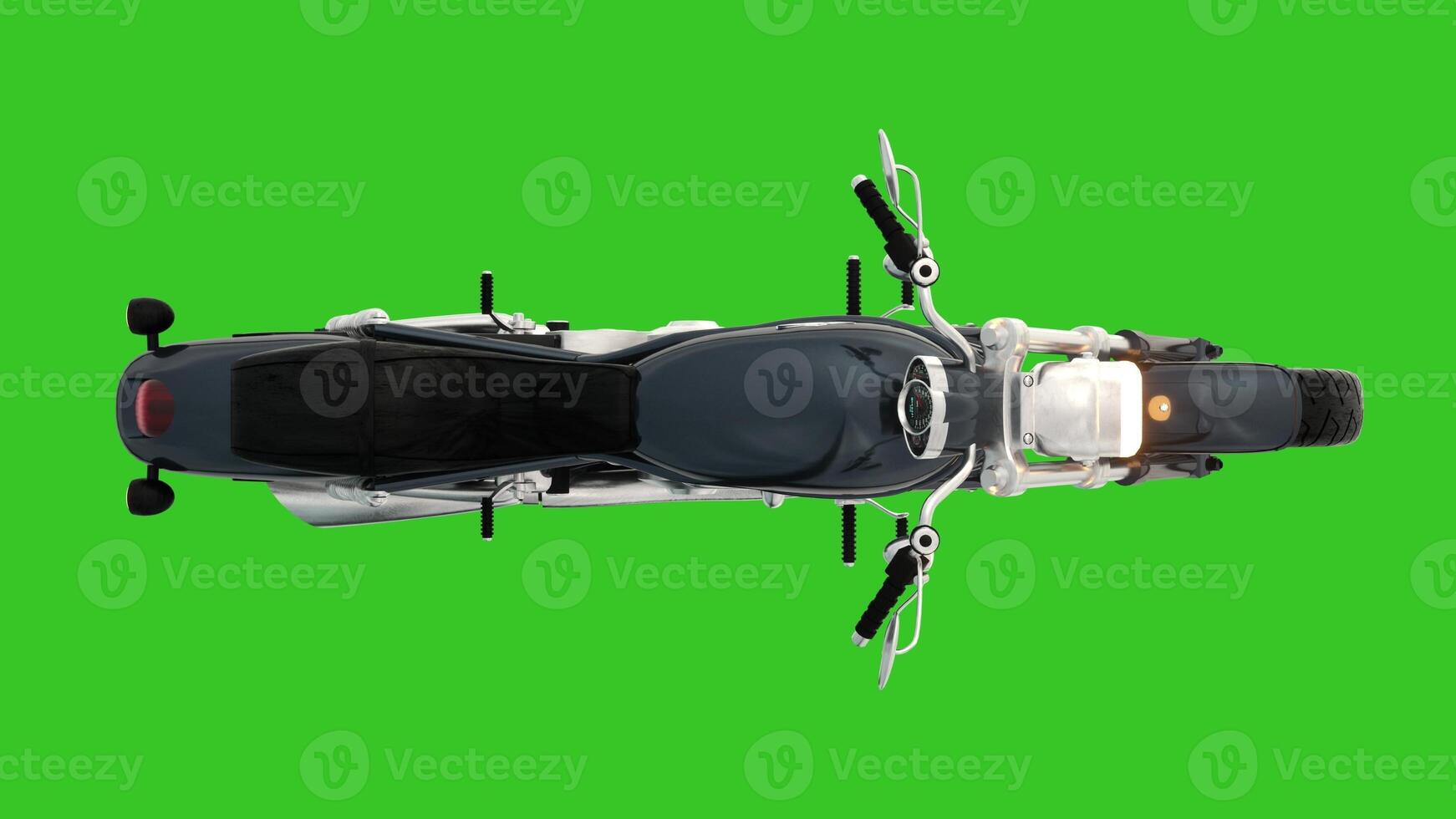 Animated Motorcycle on chroma key background. Top view. 3d rendering photo