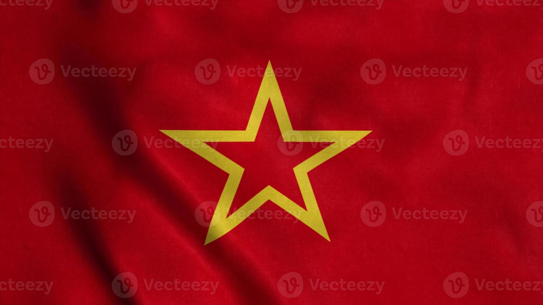 Red Army Soviet Flag, waving in wind. 3d illustration photo