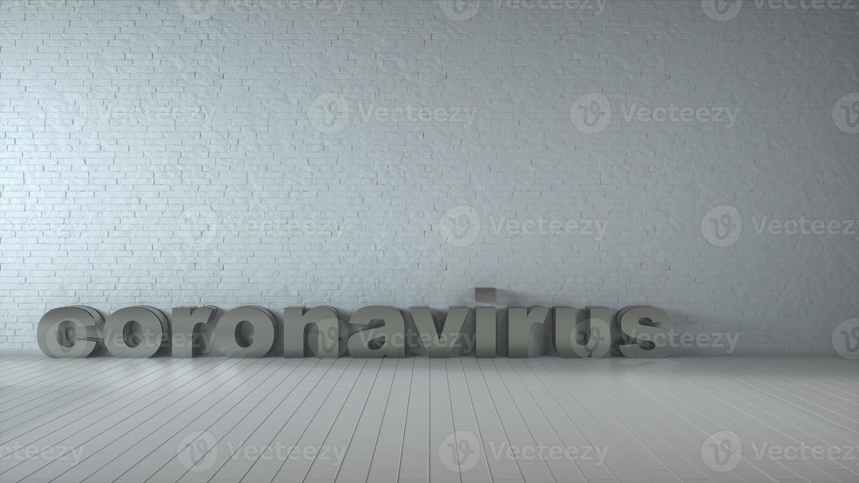 Coronavirus - Realistic Metal Sign in an empty classic room. 3D illustration photo