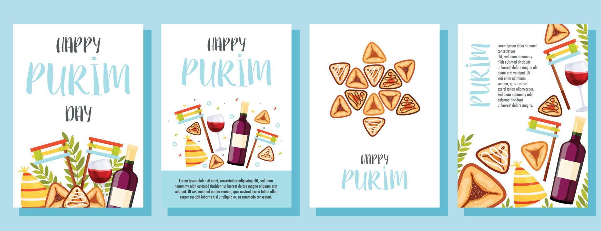 Happy Purim day greeting card vector