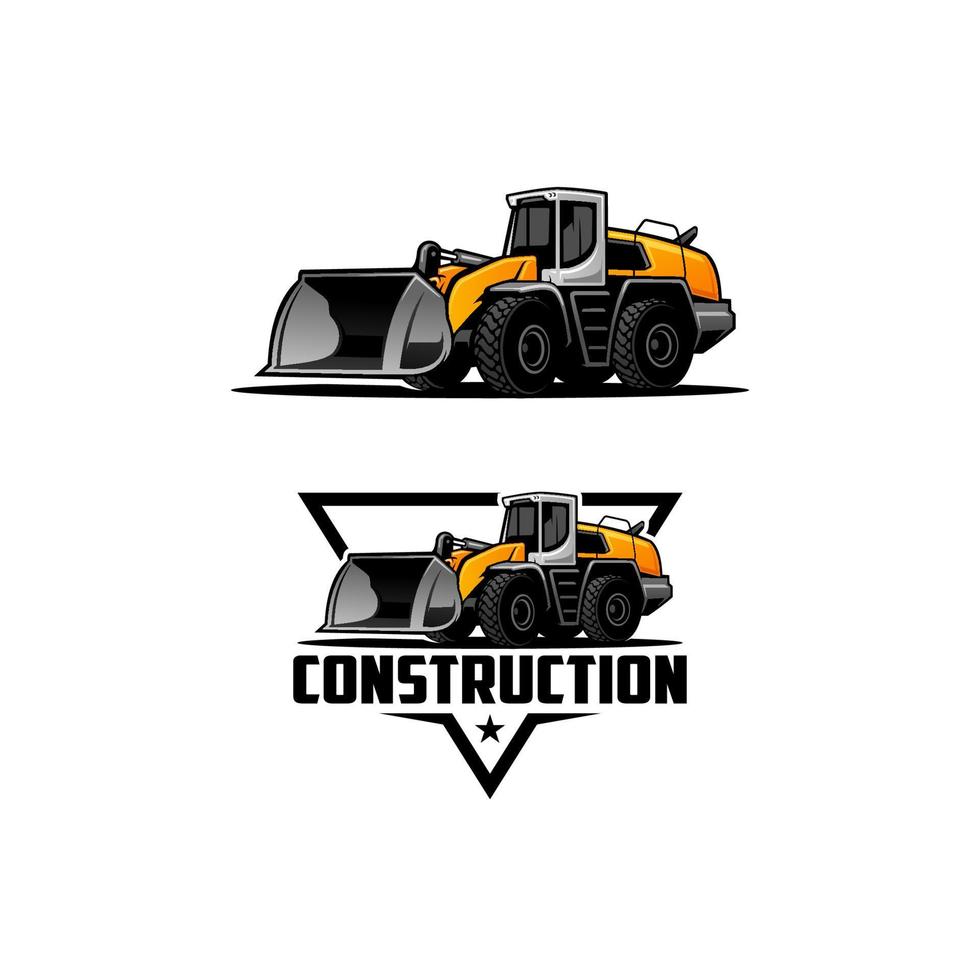 set of  loader excavator ready made logo vector