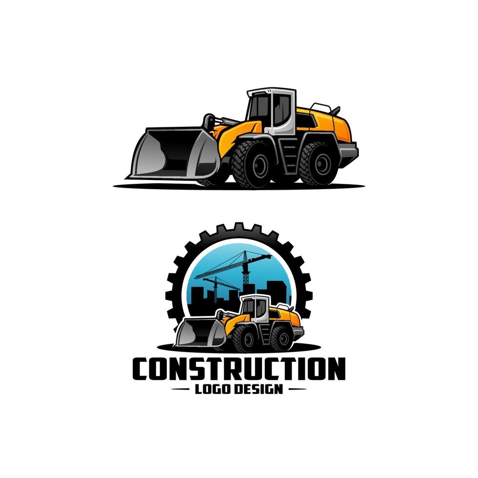 set of  loader excavator ready made logo vector