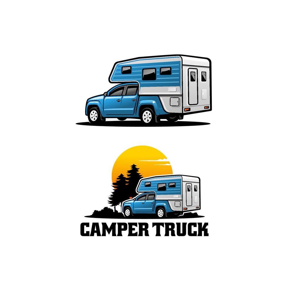 set of off road camper truck logo vector