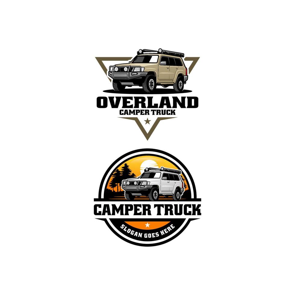 set of off road truck - camper truck logo vector